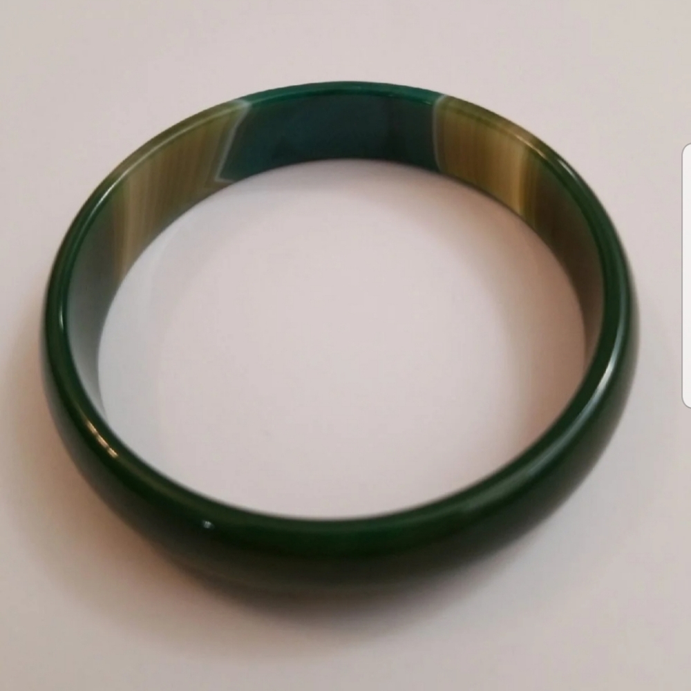 Solid Agate Bangle Bracelet Green - image 4